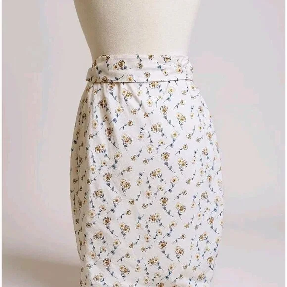 Antonio Melani Floral Cotton Wrap Skirt 10 Garden Party Tea Length Coquette - Picture 4 of 15